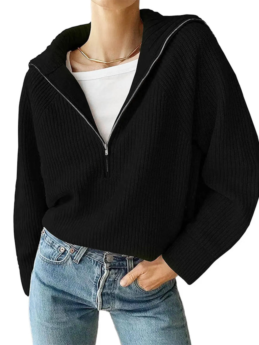 Half-zip Long Sleeve Sweater (4)