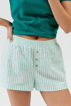 Striped Elastic Waist Shorts (4)