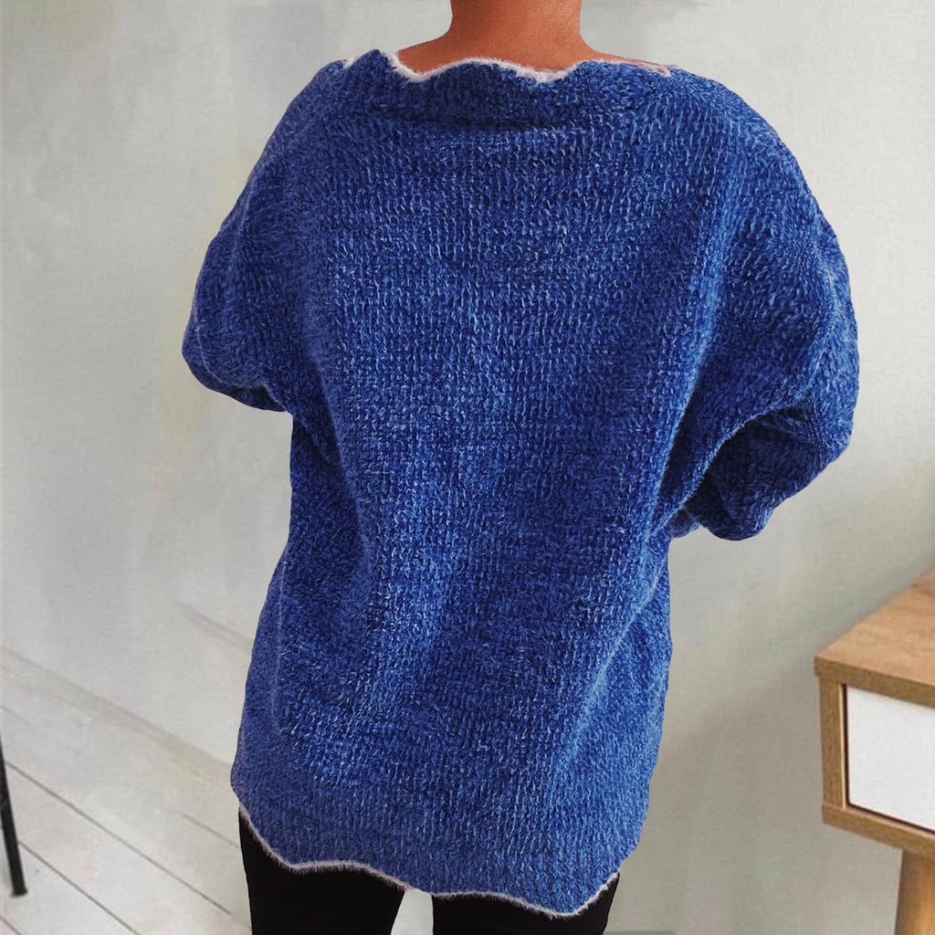 V-neck Drop Shoulder Long Sleeve Sweater (11)
