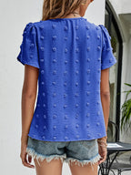 Swiss Dot Round Neck Petal Sleeve Top (24)