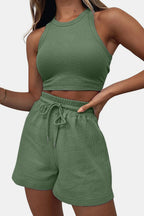 Round Neck Top Drawstring Shorts Set (5)