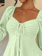 Ruched Sweetheart Neck Long Sleeve Top (14)