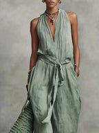 Sleeveless Wide-leg Jumpsuit Tie-waist (6)