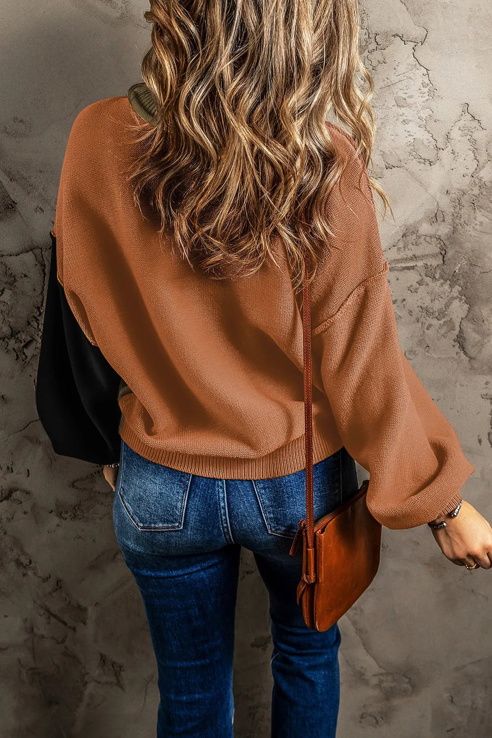 Contrast Round Neck Dropped Shoulder Sweater (10)