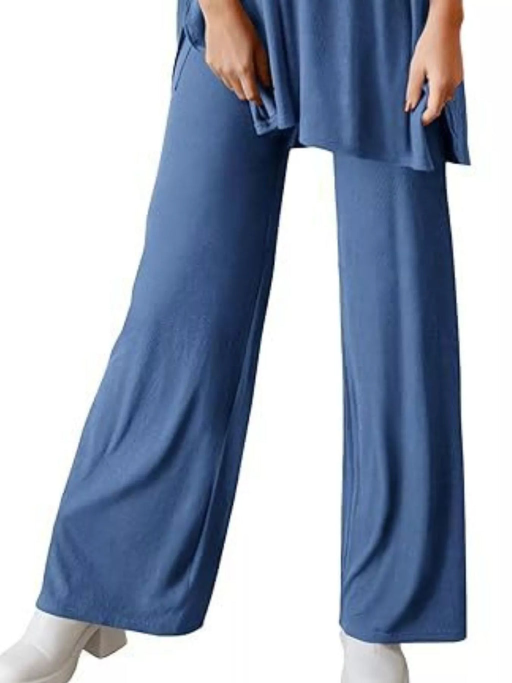 Slit Round Neck Top Pants Set (4)