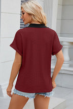 Eyelet Johnny Collar Short Sleeve T-shirt (24)