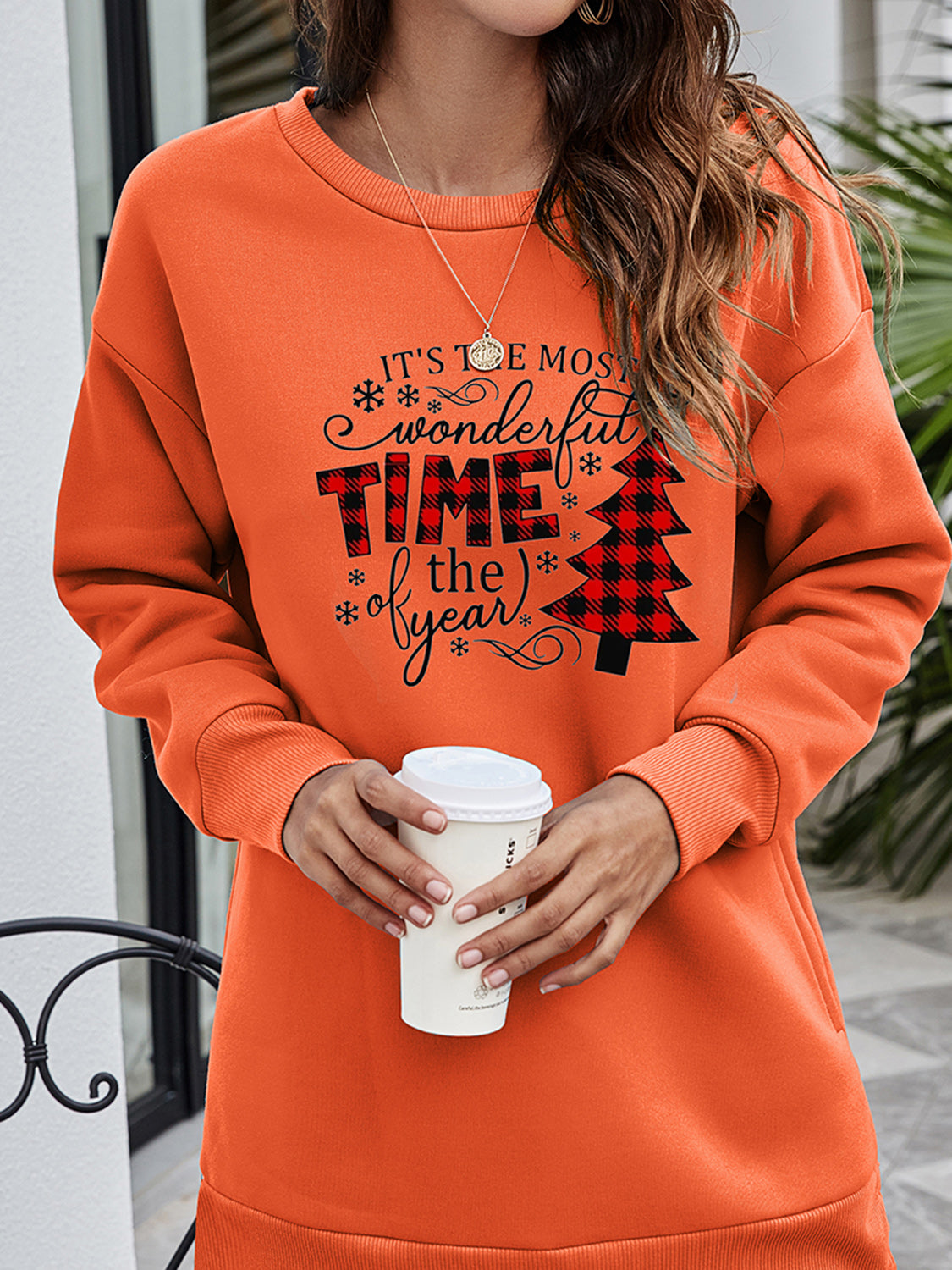 Christmas Tree Graphic Drop Shoulder Sweatshirt (3)