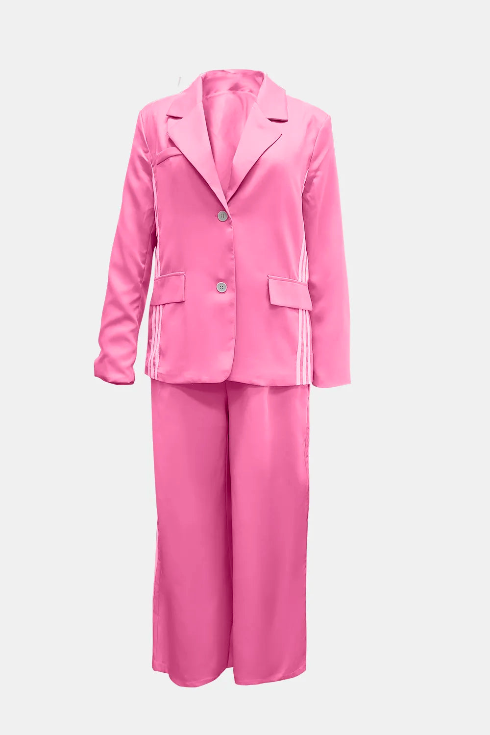 Side Striped Long Sleeve Blazer Pants Set (2)