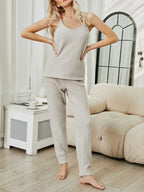 Fuzzy V-neck Cami Pants Lounge Set (5)