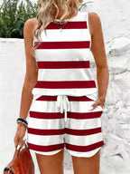 Striped Tank Top Shorts Set