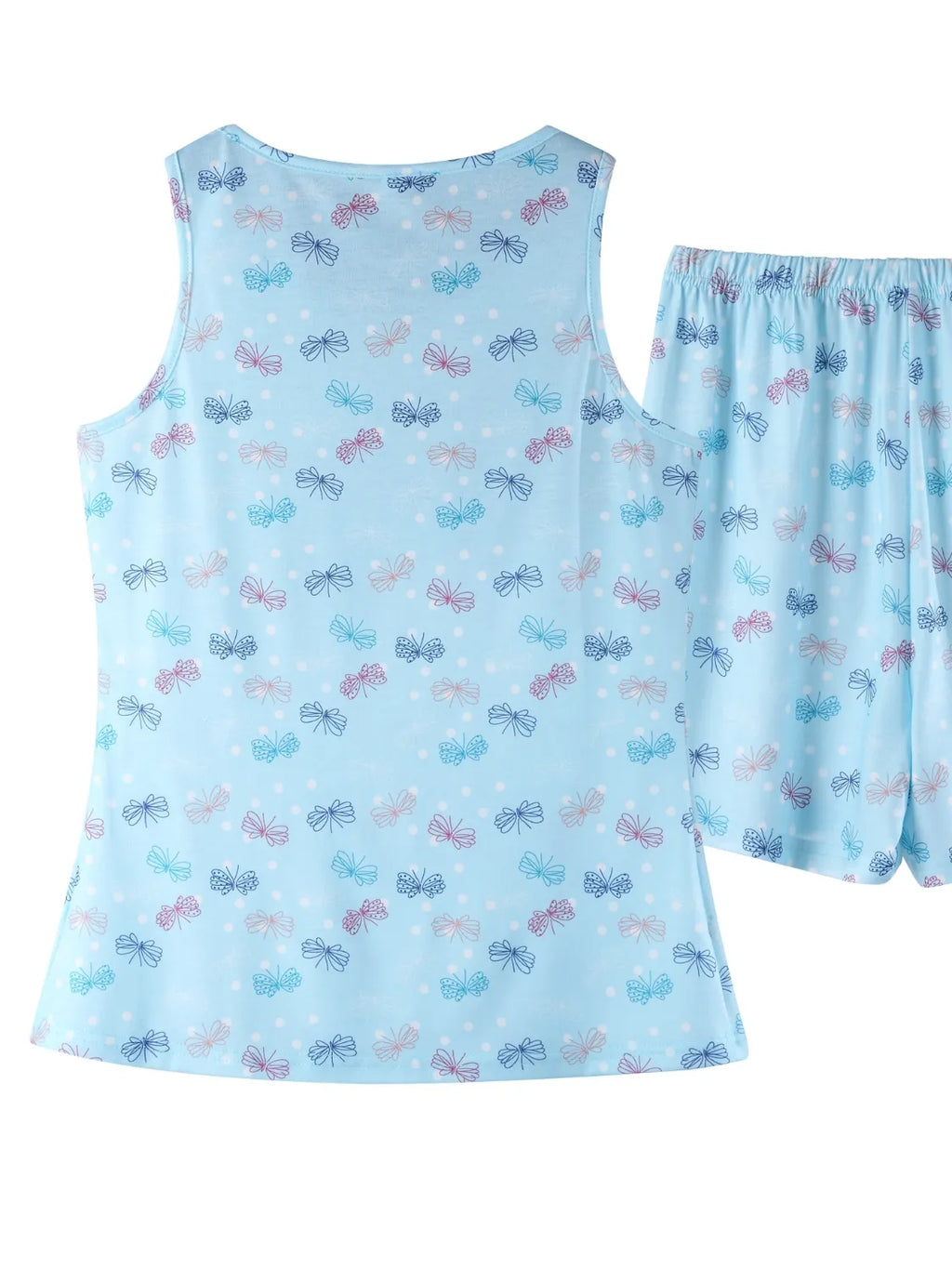 Printed Round Neck Top Shorts Lounge Set (6)