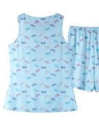Printed Round Neck Top Shorts Lounge Set (6)
