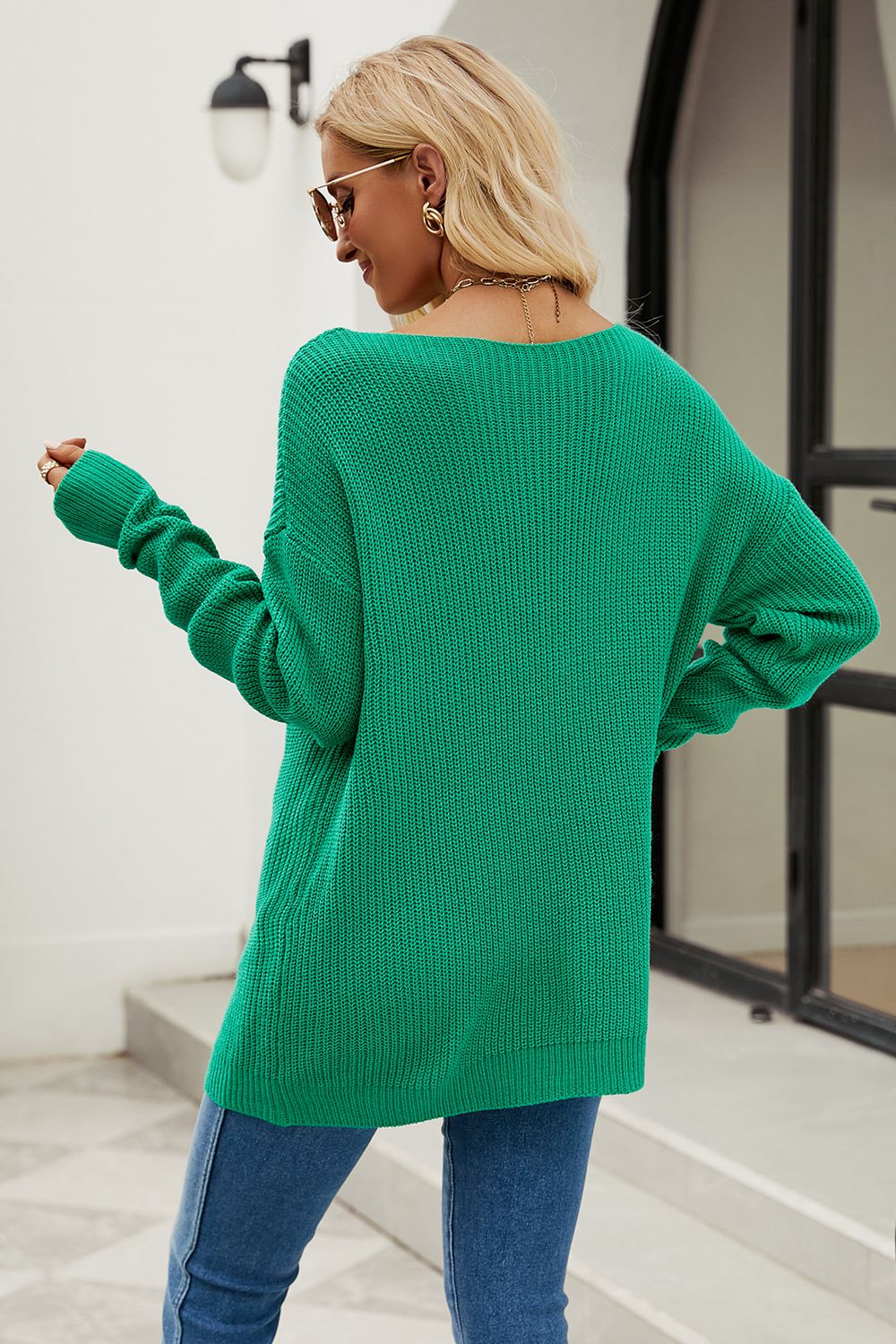 Boat Neck Dropped Shoulder Knit Top (15)
