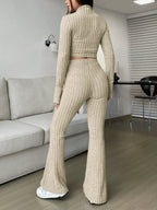 Zip Up Long Sleeve Top Pants Set (2)
