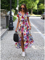 Surplice Short Sleeve Midi Dress (26)