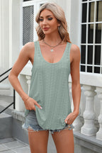 Eyelet Scoop Neck Wide Strap Tank (24)