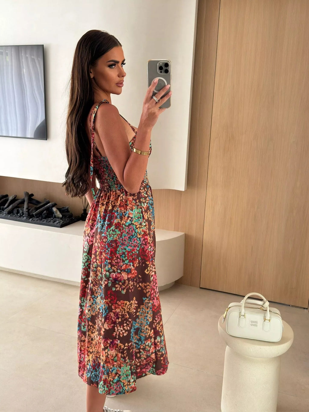 Printed Tie-strap Midi Dress (21)