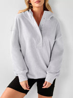 Half Snap Dropped Shoulder Hoodie (3)