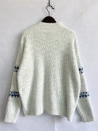 Geometric Mock Neck Dropped Shoulder Sweater (12)