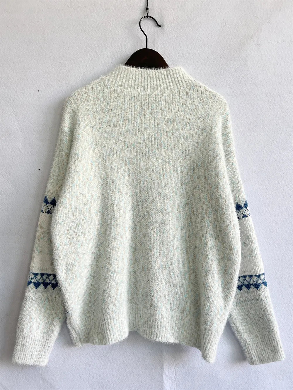 Geometric Mock Neck Dropped Shoulder Sweater (12)