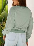 Raw Edge Flower Patch Drop Shoulder Casual Top (19)