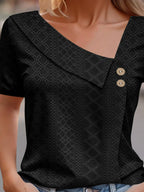Eyelet Asymmetrical Short Sleeve T-shirt (6)