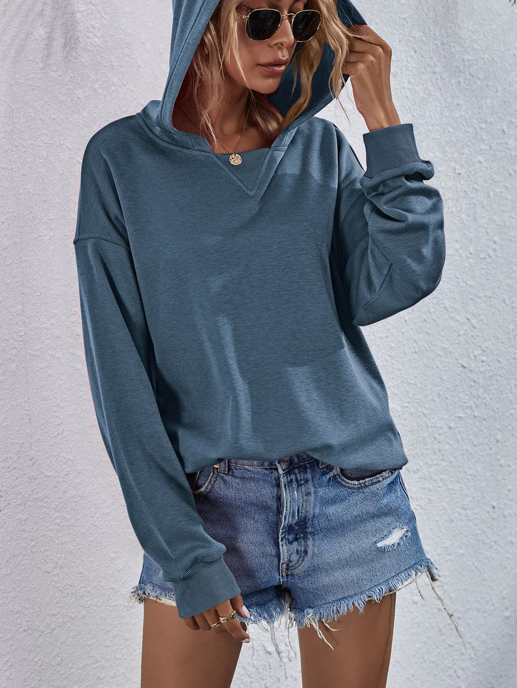 Dropped Shoulder Slit Hoodie (23)
