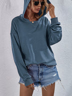 Dropped Shoulder Slit Hoodie (23)