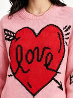 Heart Round Neck Ribbed Sweater (11)
