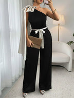 One-shoulder Bowknot Wide Leg Jumpsuit (2)