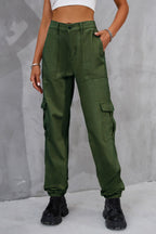 Buttoned High Waist Jeans Pockets