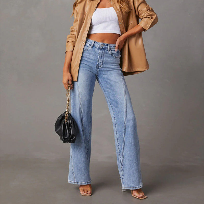 Casual Patchwork Wide Leg Jeans variant CJLS198617601AZ|CJLS198617602BY|CJLS198617603CX|CJLS198617604DW|CJLS198617606FU