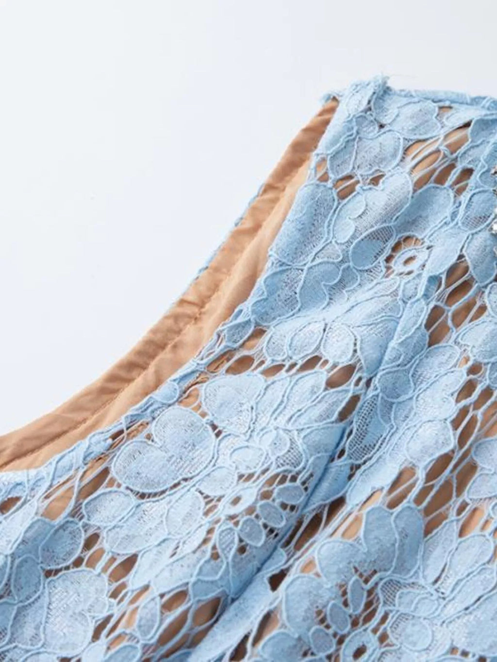 Pearl Neckline Sleeveless Lace Dress (19)