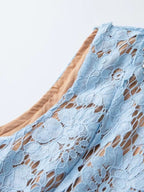 Pearl Neckline Sleeveless Lace Dress (19)