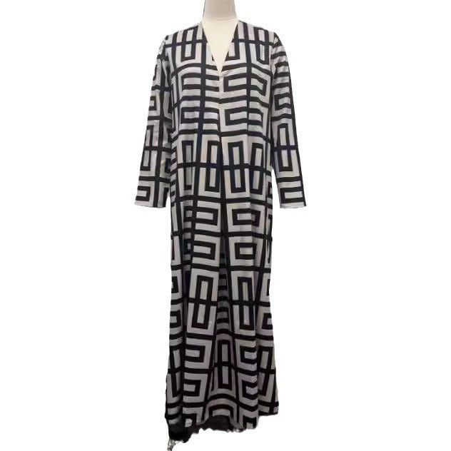 Printed V-neck Dress photo 1