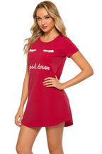 Graphic Round Neck Short Sleeve Lounge Dress (8)