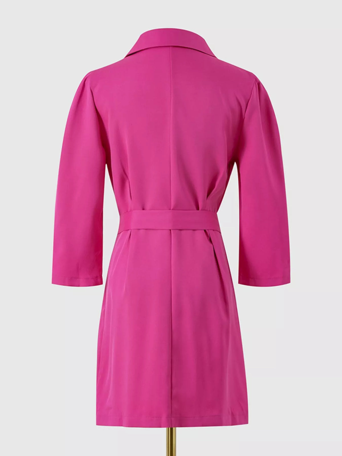Double-breasted Blazer Dress Embellished Belt (8)