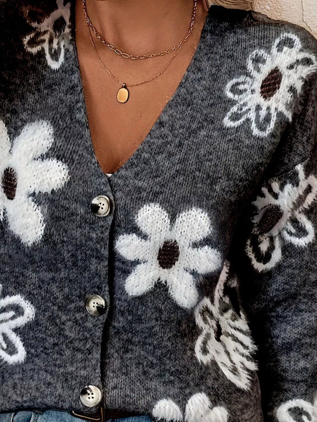 Floral Print Button-up Knit Cardigan (10)