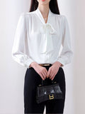 Full Size Tie Front Long Sleeve Shirt Plus
