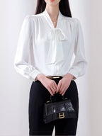 Full Size Tie Front Long Sleeve Shirt Plus