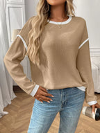 Ribbed Knit Contrast Trim Sweater (16)