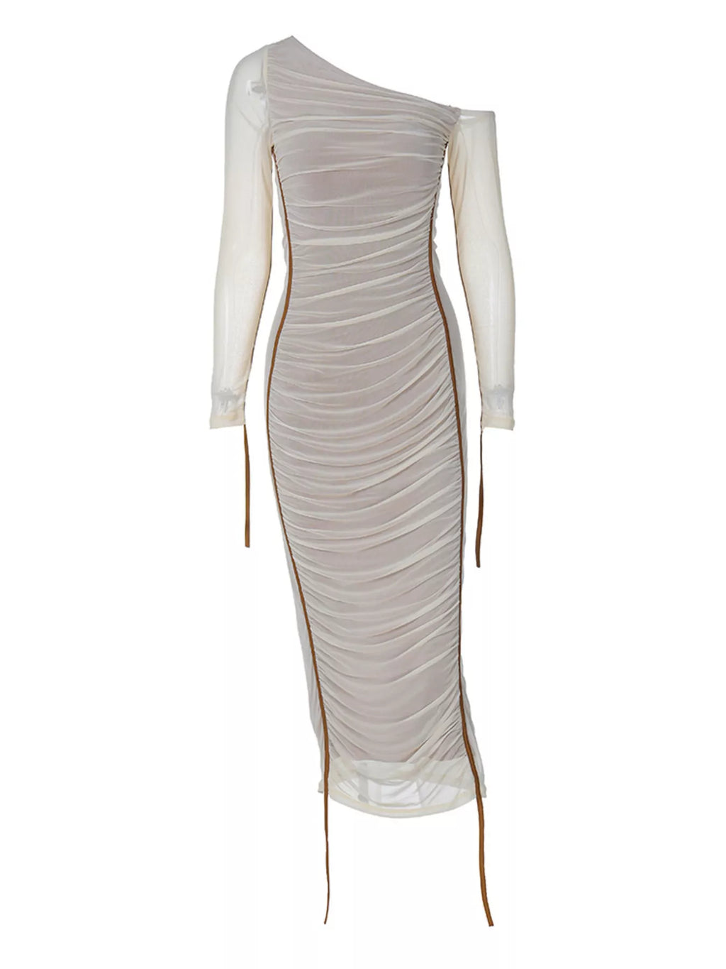 One-shoulder Ruched Bodycon Midi Dress (7)