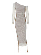 One-shoulder Ruched Bodycon Midi Dress (7)