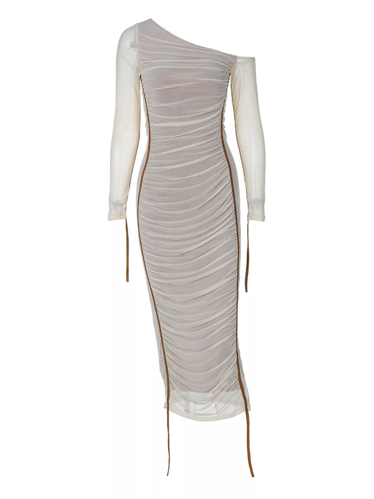 One-shoulder Ruched Bodycon Midi Dress (7)