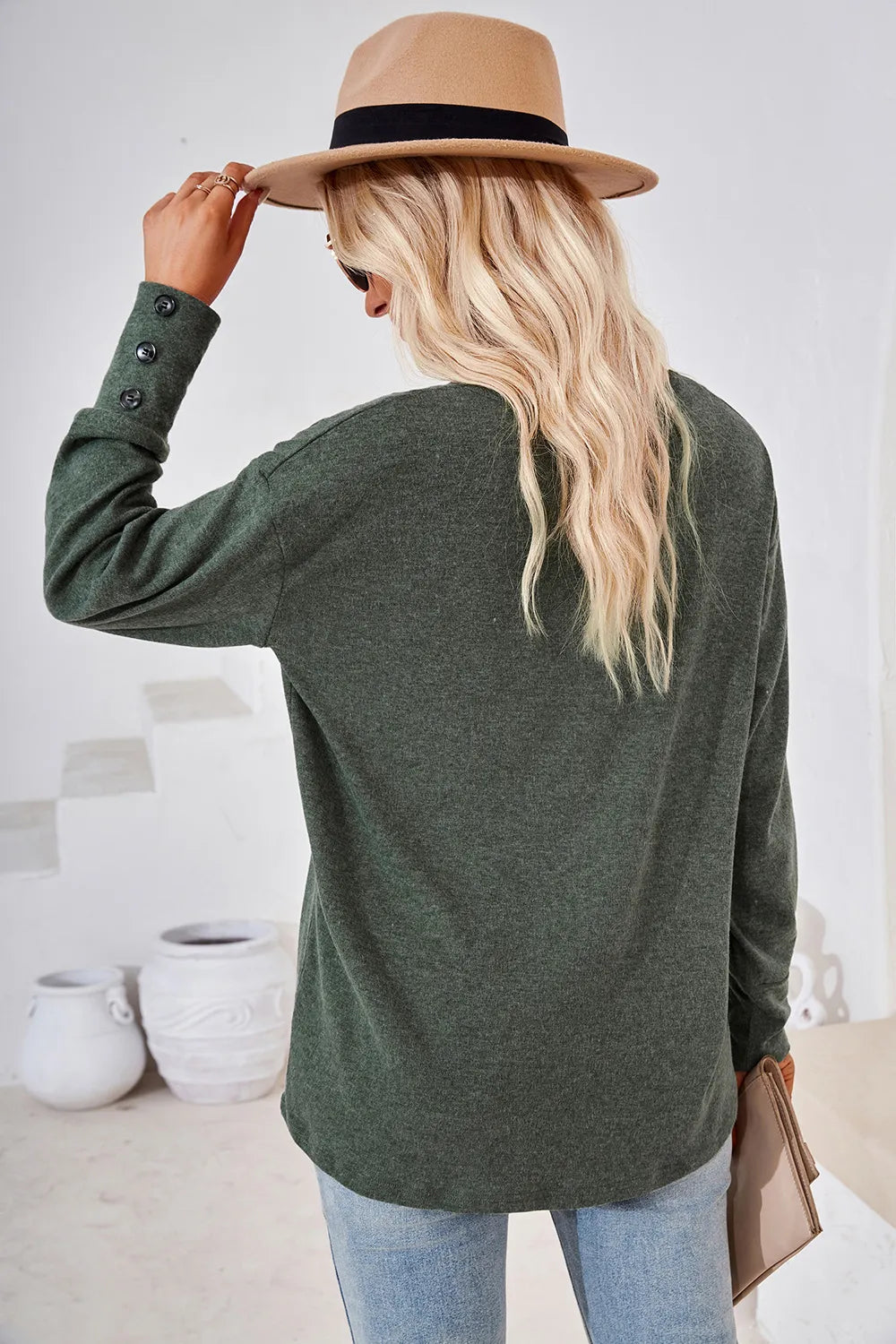 V-neck Dropped Shoulder T-shirt (20)