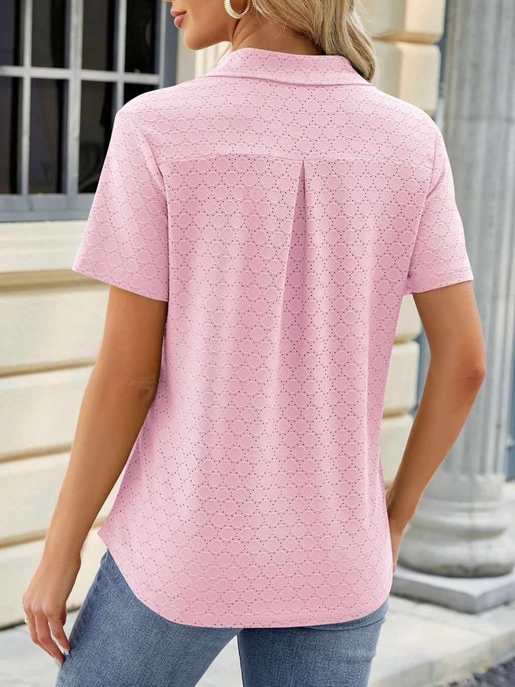 Eyelet Short Sleeve Blouse (15)