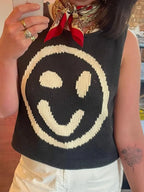 Smiley Round Neck Sweater Vest (11)