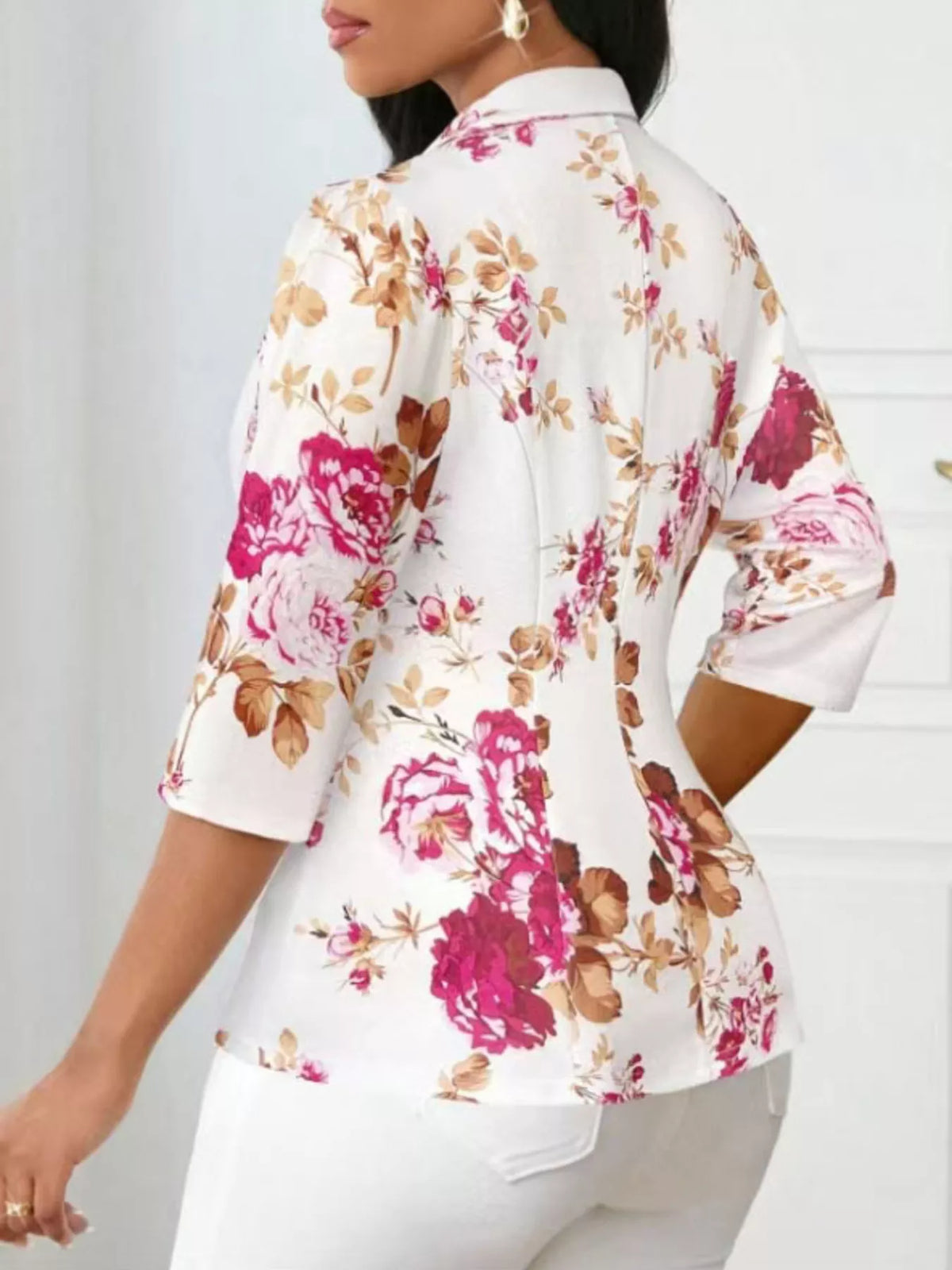 Floral Print One Button Casual Blazer (9)