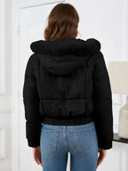 Pocketed Long Sleeve Cropped Hooded Winter Coat (15)