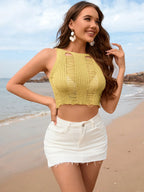 Cutout Round Neck Sleeveless Cover Up (11)